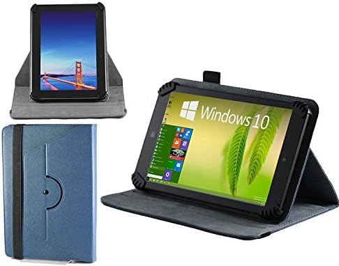 Capa de capa de couro falsa azul da Navitech com 360 suporte de rotação compatível com o tablet Alldaymall, A33 Quad Core