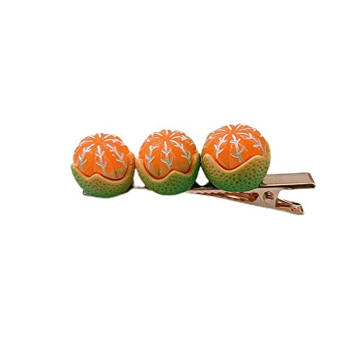 Clev clips resina gramados de cabelo laranja clipes de cabelo de fruta laranja tangerina gancho de cabelo barretas de pato