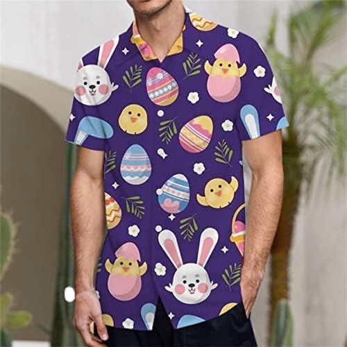 Camisas de Páscoa para homens Ovos de Páscoa engraçados Bunny Carrot Button Impresso Camisas Havaianas