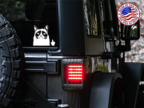 Gráficos do pôr -do -sol e decalques grumpy gato decalques de vinil adesivo | Carros de caminhões Vans Laptop Walls | Branco | 5,5 polegadas | SGD000271