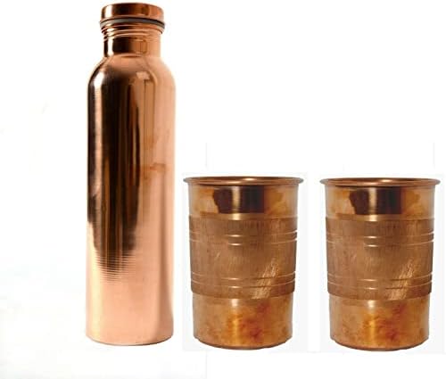 700 ml 4 garrafa de água de cobre simples com 8 vidro de cobre de toque prateado bebe mais água e desfrute, os benefícios para