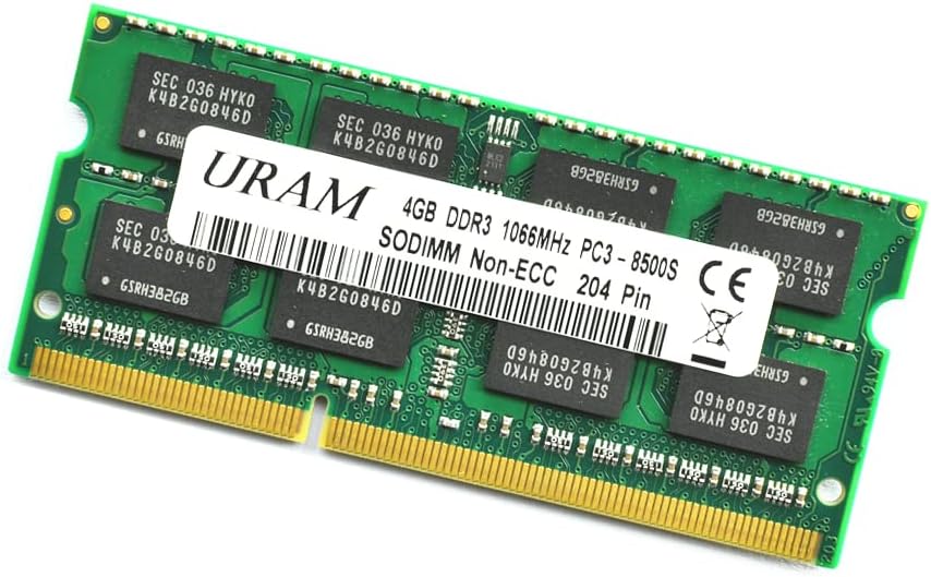Memória do laptop Uram 4GB DDR3 1066MHz 1067MHz PC3-8500S Samsung IC Ram Sodimm ou Apple MC, Intel e AMD Systems