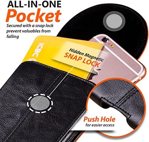 2 pacote de coldre de telefone de couro preto hengwin com laca de cinto de cinto e bolsa de telefone de couro marrom crossbody
