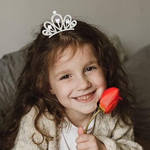 Kilshye Princesa Tiaras Combs prata pequena coroa shinestone tiara corte de cabelo coroas de fantasia para crianças