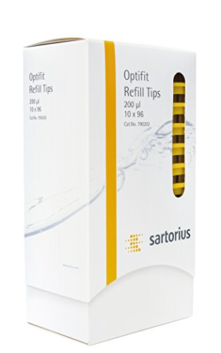 Sartorius 790350 Pipeta optifit de polipropileno, bandeja única, faixa de volume não estéril, laranja, 5-350 µl, comprimento de 54 mm