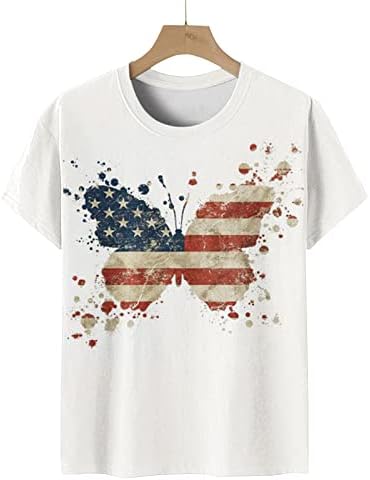 4 de julho camisetas camisetas para mulheres de manga curta T-shirts American Flag Stars Stars listradas camisa patriótica Túdos