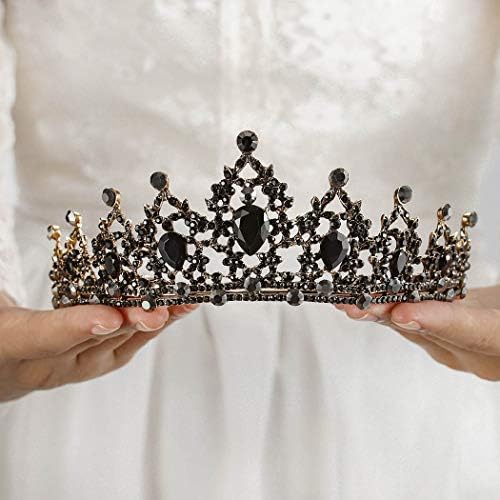 Gangel Barroce Rhinestone coroas vintage rainha preta Tiaras de bronze com acessórios de cabelo de coroa de cristal para garotas festa de aniversário de baile de casamento