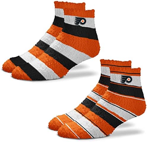 FBF NHL Skip Stripe/Pro Stripe Fuzzy Sleep Socks macio-2 pacote