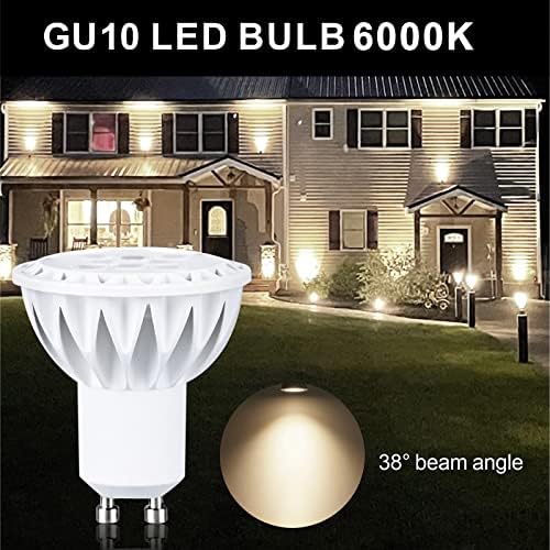 GU10 LED BULBA DIA DIA DIA BRANCO 6000K LED LED LED GU10 Bulbos de 50w Halogen equivalente, luz spot de 38 graus GU10 Ângulo de feixe para iluminação de pista recuada, 6-Pack