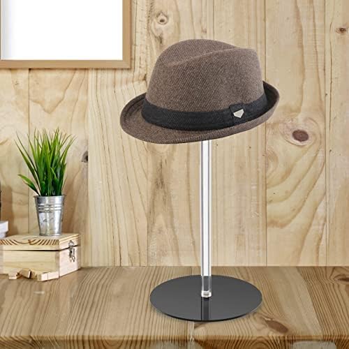 Wiwaplex de 12 polegadas Hat Stand Stand Riser redondo de acrílico para exibição de jóias de relógio de captura e suporte de peruca, tampa preta/hat stand para homem mulheres