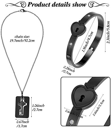 HiCarer 2 conjuntos de casais Charm de lixeira Bracelete e colar de chave de colar para casais de aço de aço de aço para