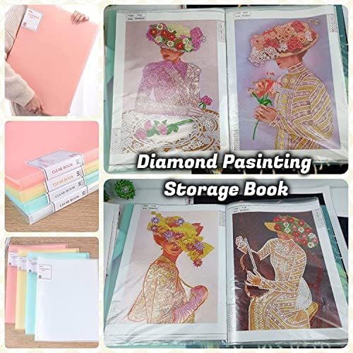 A3 30 PAGS Diamond Painting Storage Book, Livro de armazenamento de pintura 30 Bolsos transparentes Mangas Protetores Livro