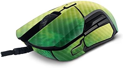 Mightyskins Fibra de carbono Compatível com a Steelseies Rival 5 Mouse de jogos - Rasta Rainbow | Acabamento protetor de fibra de carbono texturizada e durável | Fácil de aplicar e mudar estilos | Feito nos Estados Unidos