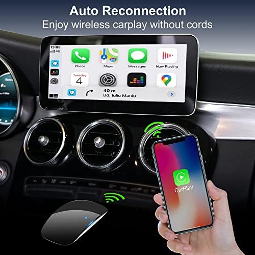 Adaptador de CarPlay sem fio para CarPlay com fio de fábrica, Dongle sem fio para carros de carcala de maçã de 2017 e iPhone iOS 12+,