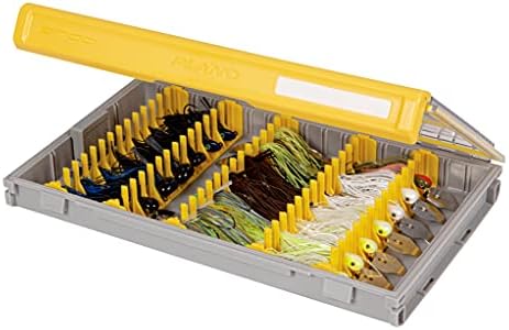 Plano Edge Premium Jig e Bladed Jig Tackle Utility Box, Limpo e amarelo, armazenamento resistente à ferrugem, bandeja à prova