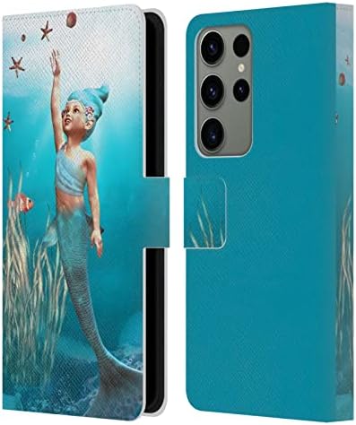 Projetos de capa principal licenciados oficialmente Simone Gatterwe Blue Mermaids Book Livro da carteira de capa compatível com Samsung Galaxy S23 Ultra 5G