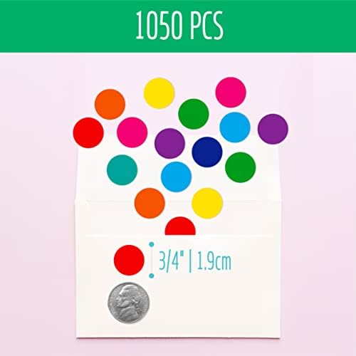 1050 PCs Colored Dot adesivo, 10 rótulos de círculo de bolinhas redondos de cores brilhantes para armazém, varejo,