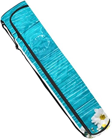 Laiyuhua Yoga Mat Bag, bolsa de ginástica de ioga com zíperas duplas para mulheres e homens - zíperes lisos, abertura grande em forma de U e alça ajustável, se encaixa na maioria dos tapetes de madeira azul com fowers