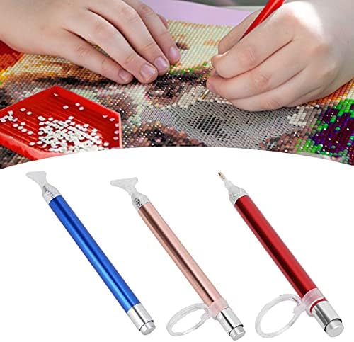 3 Definir canetas de perfuração LED de pintura de diamante com luz com lupa, caneta de iluminação de pintura de diamante diy para
