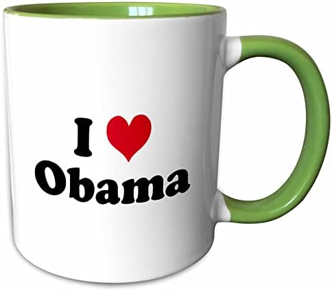 3drose Mug_16614_4 Eu amo Obama-Two Tone Black caneca, 11 onças, multicolorida