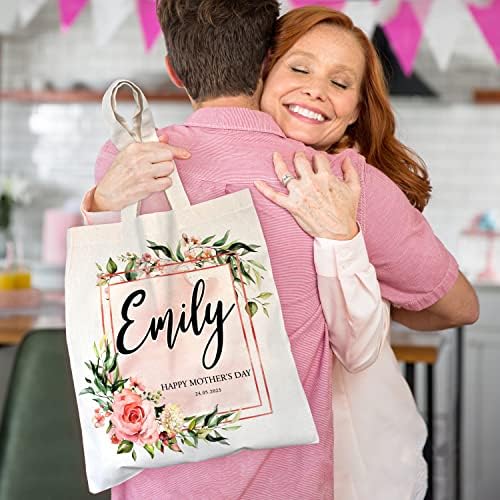 Sacos de presente personalizados para o dia das mães para mamãe com nome e texto - 3 design - sacola floral personalizada para