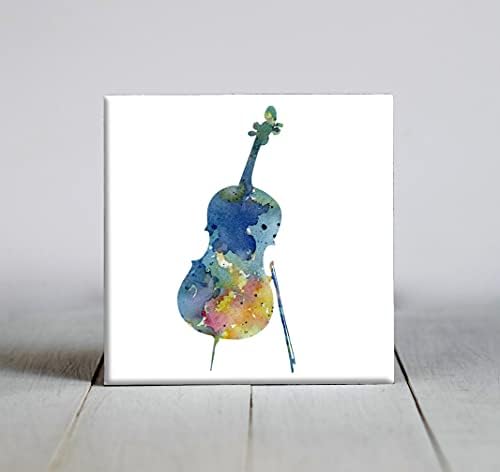 Azul abstrato violoncelo em aquarela de arte decorativa