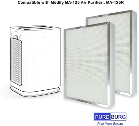 Conjunto de filtros HEPA de reposição Pureburg compatível com Medify MA-125 Air Purifier, MA-125R