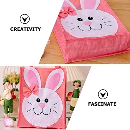 Toyvian Easter Rabbit Bags Sacos de presente de coelho de Páscoa com alças, sacolas de Páscoa não tecidas multifuncionais para embrulho