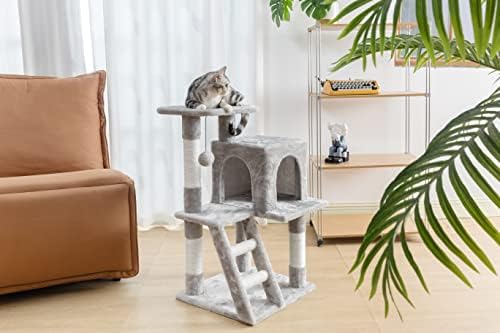 Condomínio de gatos de vários níveis de gato catreaier com postes de arranhões e escada para gatos pequenos a médios