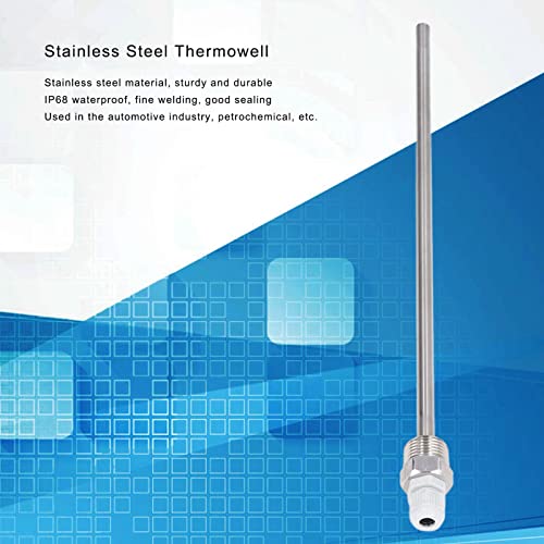 Thermowell, 300mm IP68 Sensor de temperatura solar Thermowell com tampa de plástico ABS, Thermowell de aço inoxidável para sensor de temperatura solar, para uso industrial de automóveis petroquímicos