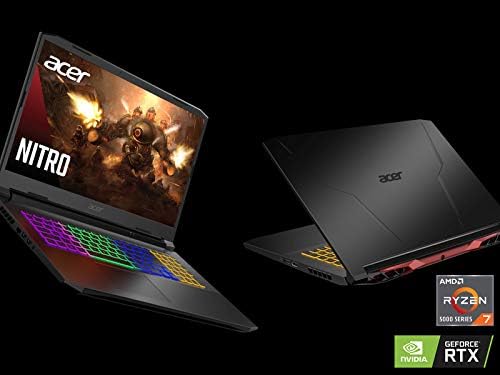 Acer Nitro 5 AN517-41-R3NX Laptop para jogos, AMD Ryzen 7 5800H CPU-core octa | NVIDIA GEFORCE RTX 3080 GPU Laptop | 17,3 FHD 360HZ IPS 3MS Display | 16GB DDR4 | 1TB NVME SSD | WiFi 6 | Teclado RGB
