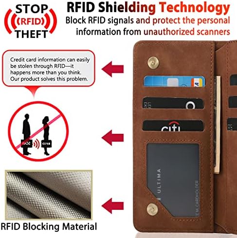 Lanyos para Samsung Galaxy S23 Caixa Ultra Wallet com titular de cartas para homens homens ， PU Couro Kickstand Zipper Flip Folio RFID Blocking Slots Tampa