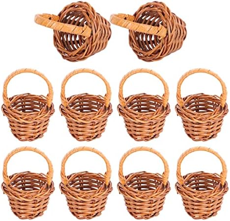 Zerodeko 10pcs mini cestas de tecido com alças, pequenas cestas artesanais para mini artesanato, cesta de tecido vazio para festa