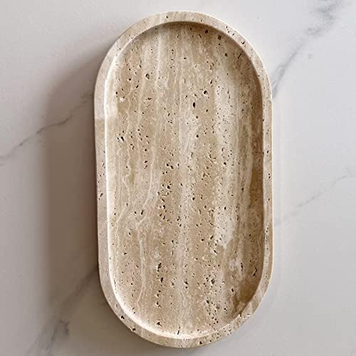 Saidkoccc mármore oval para os enfeites de bandeja artesanal de bandeja vintage para balcão, mesa de café, mesa de cabeceira e mesa, banheiro