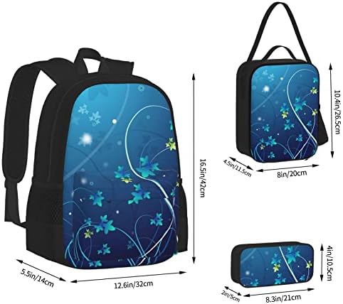 Ognot Blue Mini Flower Swirl Printing School Backpack Teens Girls Boys Bags School Bookbag com lanchone