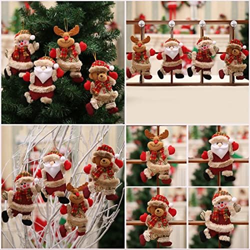Decoração de árvore de Natal Arnamentos de pelúcia de árvore de Natal Mini meias de Natal Santa/boneco de neve/rena/urso, tags de papel artesanal de Natal tags com corda