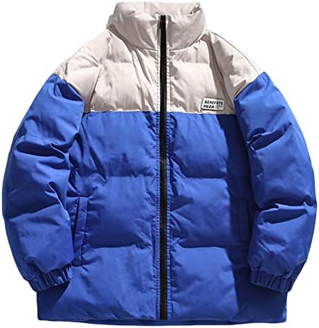 Jaqueta buffher para casaco de algodão de manga longa masculina de inverno Jackets Block Color Block Coloque Stand Collar Ski Casat Outwear