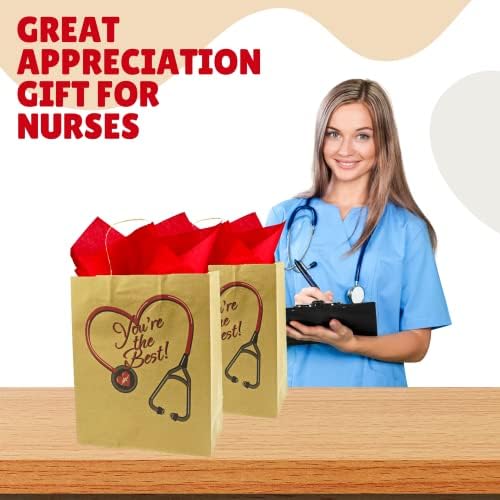 Sacos de presente de enfermeira de 4e de 4e Bolsa de papel Kraft de 12 - Dia Nacional de Apreciação da Enfermeira. Para