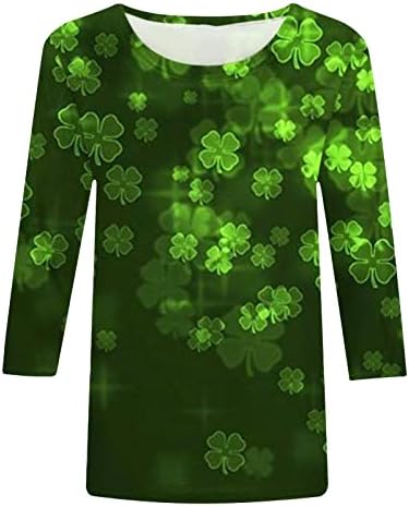 Camisas do dia de St. Patricks para mulheres 3/4 manga St Patricks Dia Gnomos Tops Tees gráficos Blushs de moda de pullocação