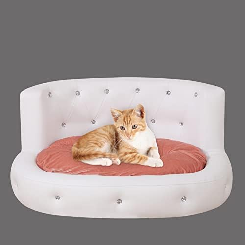 Sofá de animais de estimação/sofá de cães Yoonnie Room com luxuosos sofás de couro/cadeira de couro PU com botão de cristal/cama