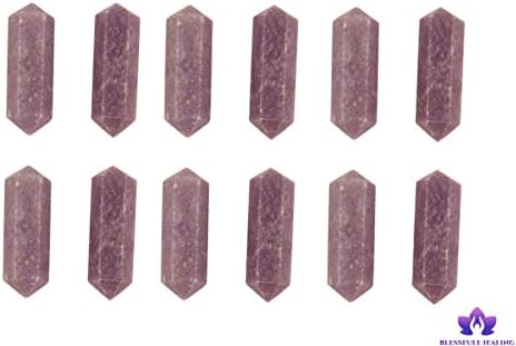 Blessfull cura gemed pedra escura lepidolite reiki chakra polido 6 quartzo facetado wand balanceamento de energia