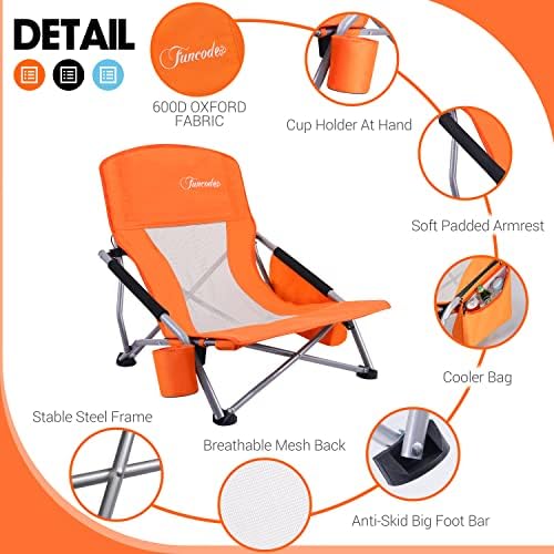 FUNCODE CAMPING BING BIN com tampa de madeira+ cadeira de praia com bolsa mais fria 2-PACK Orange.
