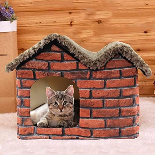 Casa de cama de leafasy Pet, casa de animais de estimação interna, para gato e cão médio pequeno, cama de ninho de caverna quente para gatos e cães