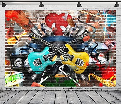 BELECO 12x8ft Fabric rock and roll guitarra pano de graffiti phtografia musical phtography cenário para decoração de festa