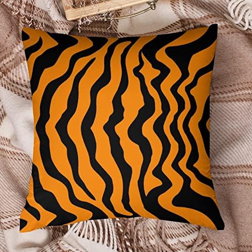Listras de vida selvagem de pele de tigre tampas de travesseiro com almofadas de travesseiro quadrado de zíper protetor para sala de estar de sofá de cama