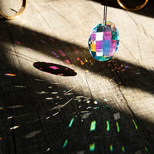 Cristais de gota oval coloridos Chandelier prismas Feng Shui Janela de Ornamento Suncatchers 76mm