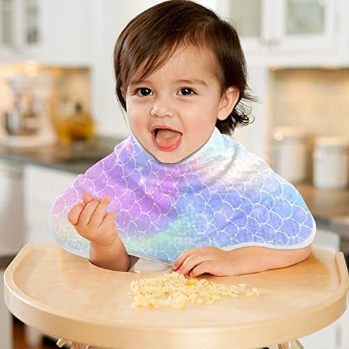 Yyzzh sereia escala Princesa arco -íris panos de mussell para baby 4 pacote algodão babadores de panos para meninos