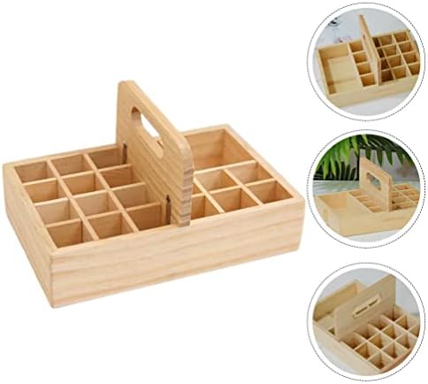Caixa de armazenamento de óleo essencial de madeira Patkaw com alça de madeira Organizer caixa