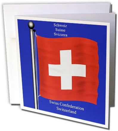 3drose a bandeira da Suíça com Confederação Suíça, Suíça em inglês, alemão, francês e italiano - Cartão de felicitações,