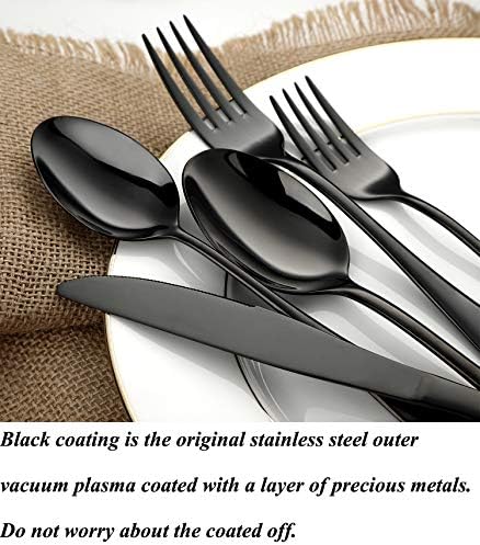 Conjunto de talheres pretos de 20 peças, talheres de aço inoxidável Conjunto para 4, utensílios de talheres conjunto incluem